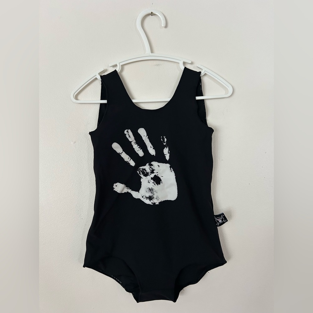 Nununu Hand Print Swimsuit Black White Size 3/4